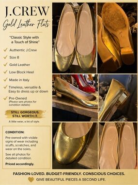 J. Crew Metallic Gold Leather Ballet Flats